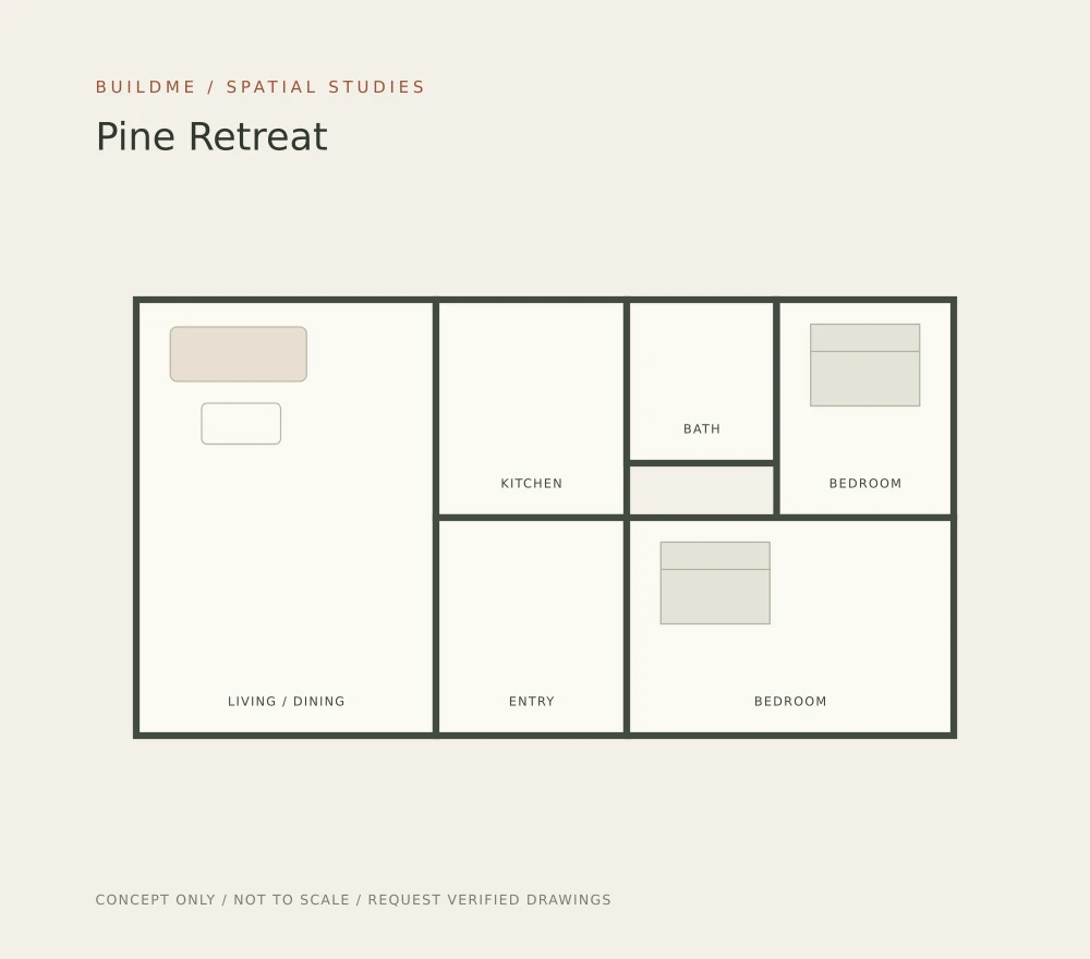 Pine Retreat illustrative floor plan, not to scale